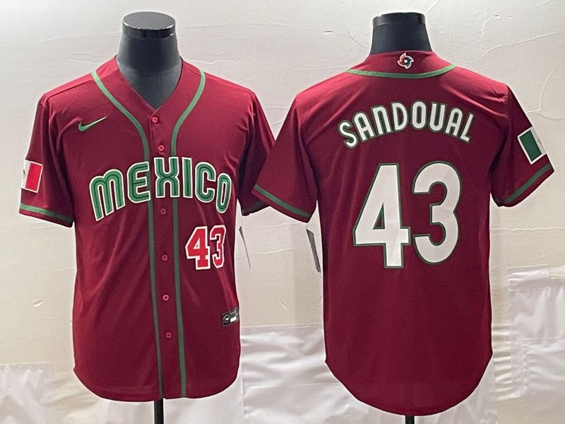 Men 2023 World Cub Mexico #43 Sandoual Red Nike MLB Jersey